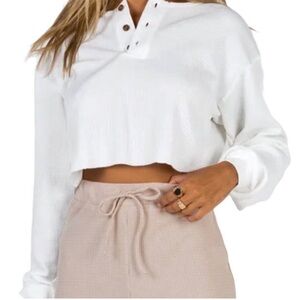 Princess Polly Mia cropped thermal long sleeve size 6 cream/beige